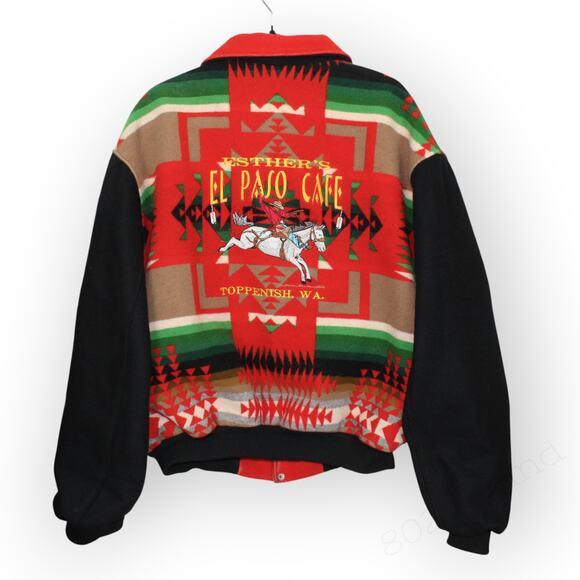 XXL Southwest Varsity Bomber Jacket Aztec Tribal Esther ElPasoCafe Toppenish - Picture 13 of 16